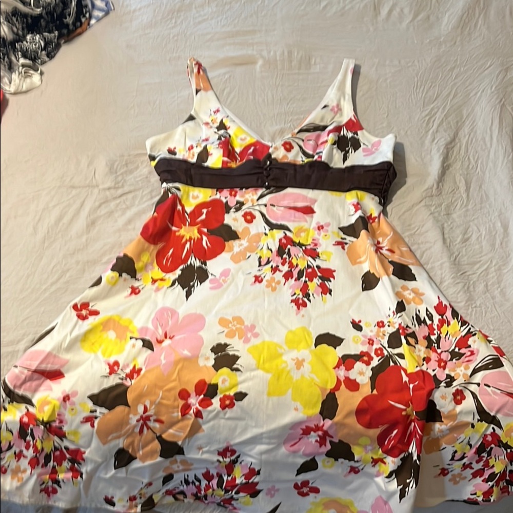 Floral Kids Dress with Brown Accents